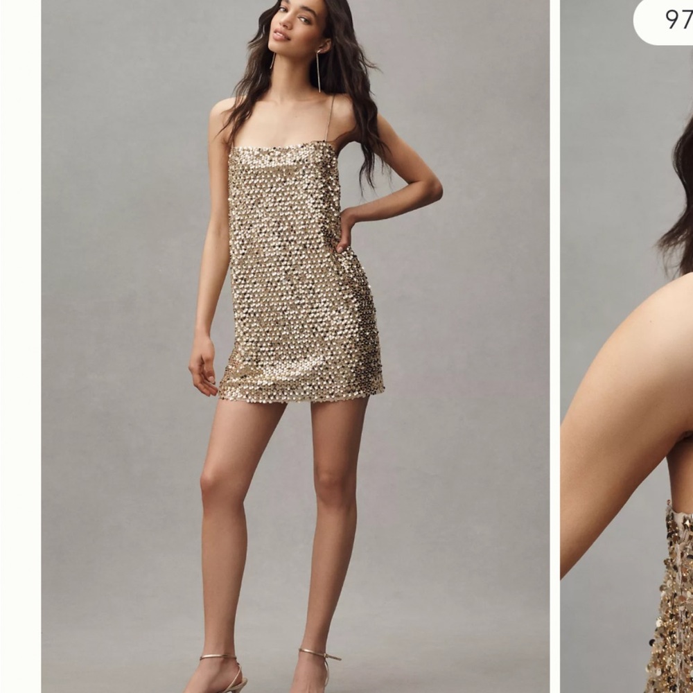 Shona Joy Gold Sequin Mini Dress